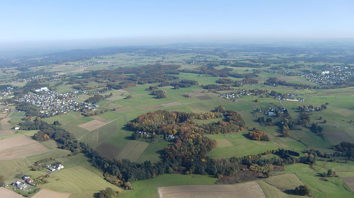 Luftbild, Herbst, Goldener Oktober am Flugplatz Eudenbach